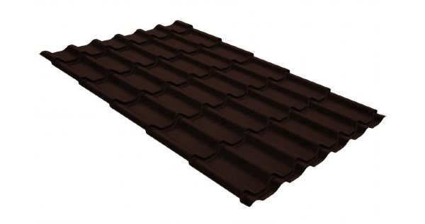 Металлочерепица классик GL 0,5 GreenCoat Pural Matt RR 887 шоколадно-коричневый (RAL 8017 шоколад) купить в Балаково