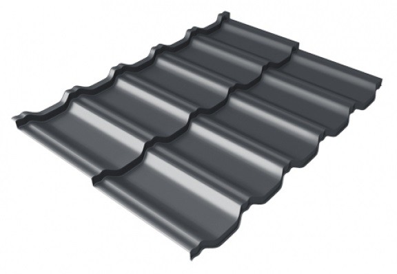 Металлочерепица модульная Квинта Uno Grand Line c 3D резом 0,5 Satin Мatt RAL 7024 мокрый асфальт купить в Балаково