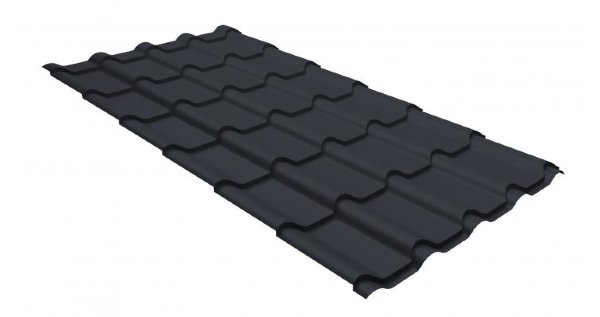 Металлочерепица камея GL 0,5 GreenCoat Pural RR 23 темно-серый (RAL 7024 мокрый асфальт) купить в Балаково