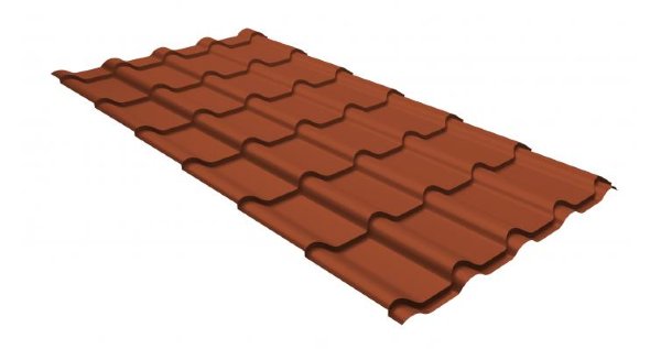 Металлочерепица камея GL 0,5 GreenCoat Pural RR 750 кирпично-красный (RAL 8004 терракота) купить в Балаково
