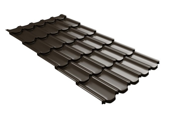 Металлочерепица квинта плюс с 3D резом 0,5 GreenСoat Pural Matt RR 32 темно-коричневый (RAL 8019 серо-коричневый) купить в Балаково