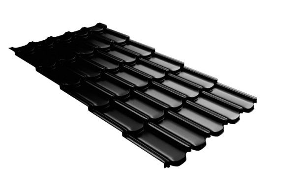 Металлочерепица квинта плюс с 3D резом 0,5 GreenСoat Pural Matt RR 33 черный (RAL 9005 черный) купить в Балаково