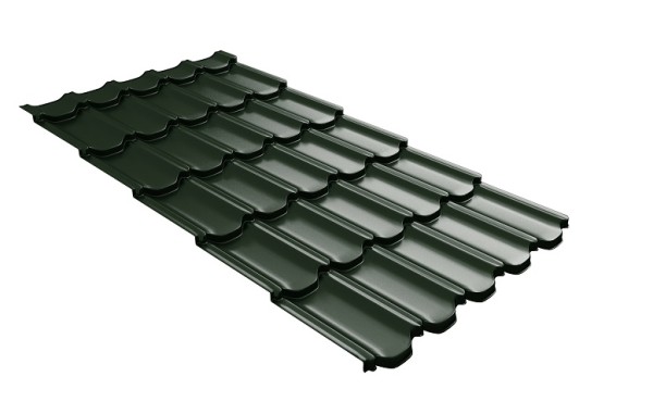 Металлочерепица квинта плюс с 3D резом 0,5 GreenСoat Pural RR 11 темно-зеленый (RAL 6020 хромовая зелень) купить в Балаково