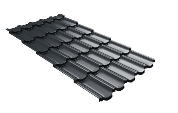 Металлочерепица квинта плюс с 3D резом 0,5 Satin RAL 7016 антрацитово-серый купить в Балаково
