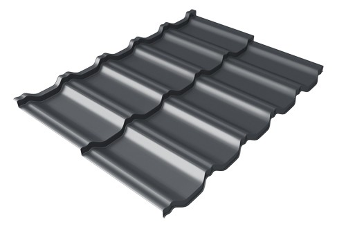 Металлочерепица модульная Квинта Uno Grand Line c 3D резом 0,45 Drap RAL 7024 мокрый асфальт купить в Балаково
