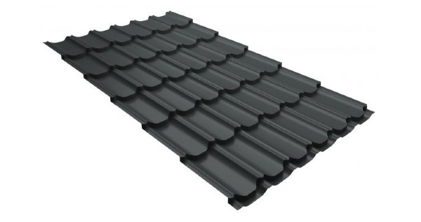 Металлочерепица квинта плюс 0,5 GreenCoat Pural RR 23 темно-серый (RAL 7024 мокрый асфальт) купить в Балаково