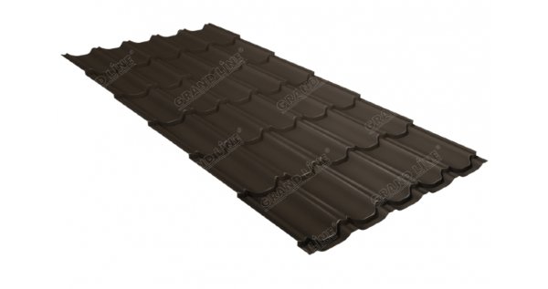 Металлочерепица квинта плюс 0,5 GreenCoat Pural Matt RR 32 темно-коричневый (RAL 8019 серо-коричневый) купить в Балаково